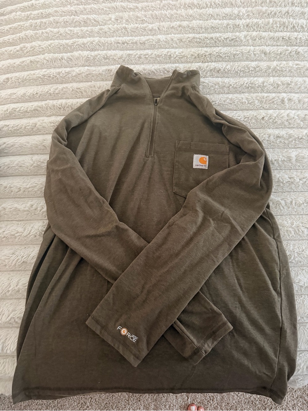 Carhartt Men's Olive Zip-Front Pocket Sweater